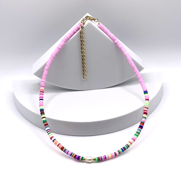 NEW….Heishi Beaded with Genuine Freshwater Pearl Necklace - Picture 5 of 10